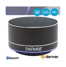 Coluna Bluetooth Portátil 3W Sd/Bat/Led Preto  Denver - Voltagem.pt