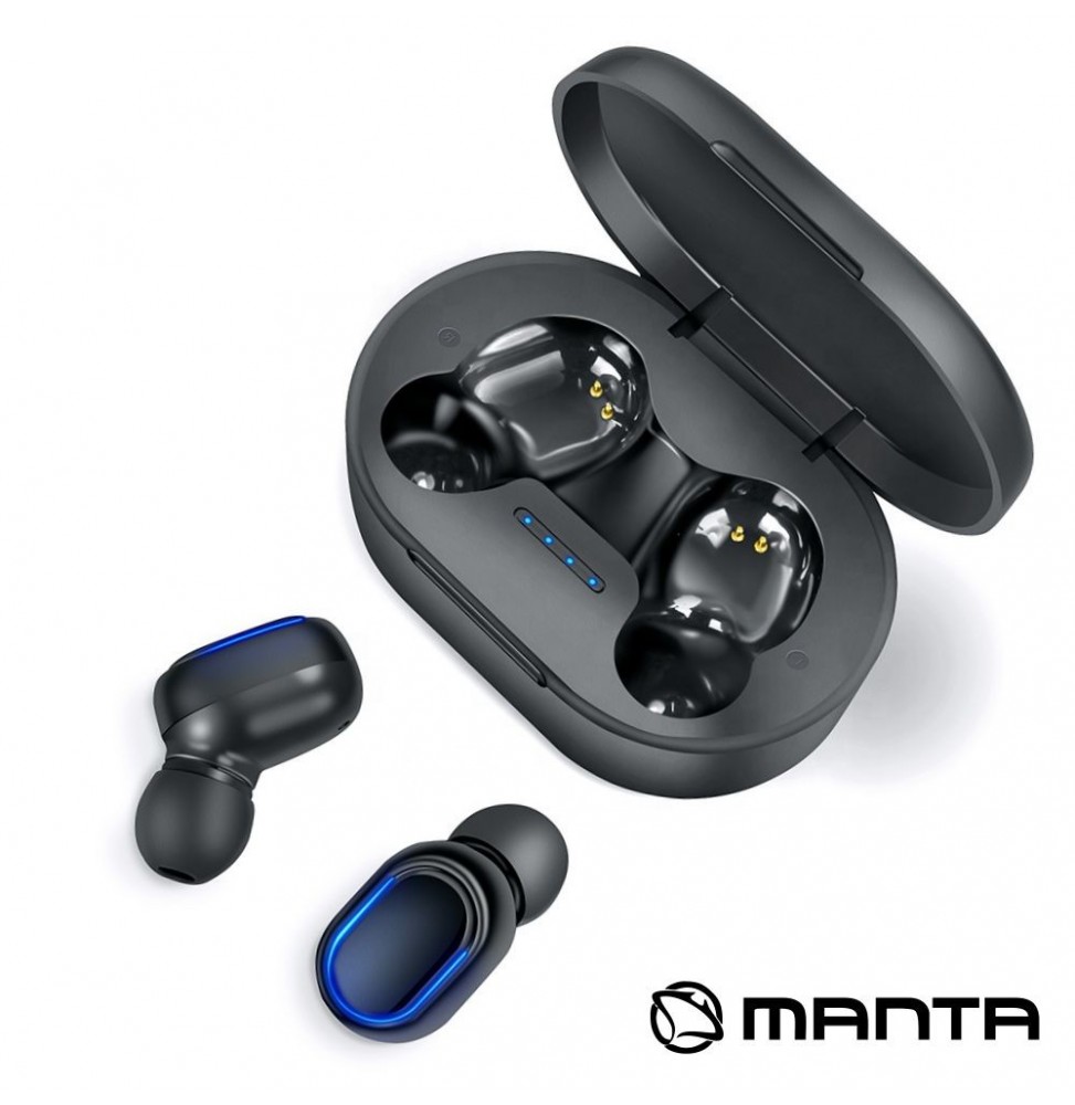 Auscultadores Earbuds Bluetooth Tws Preto  Manta - Voltagem.pt