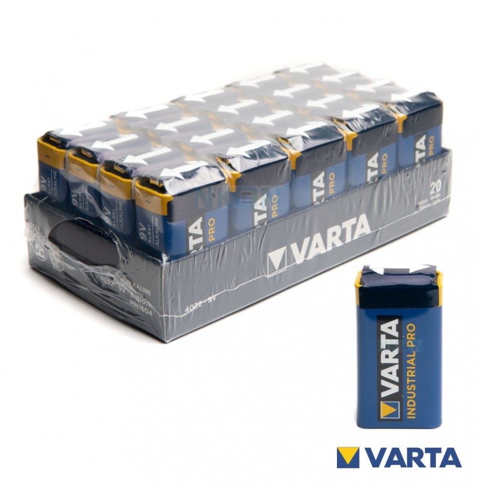 Pilha Alcalina 9V/6Lr61 20X Industrial  Varta - Voltagem.pt