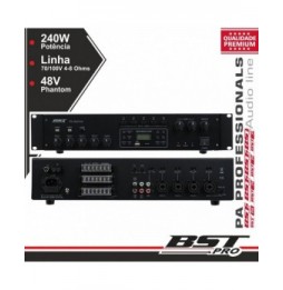 Amplificador Pa Phantom 24V 240W 4 Zonas Usb/Sd/Am/Fm  Bstpro - Voltagem.pt