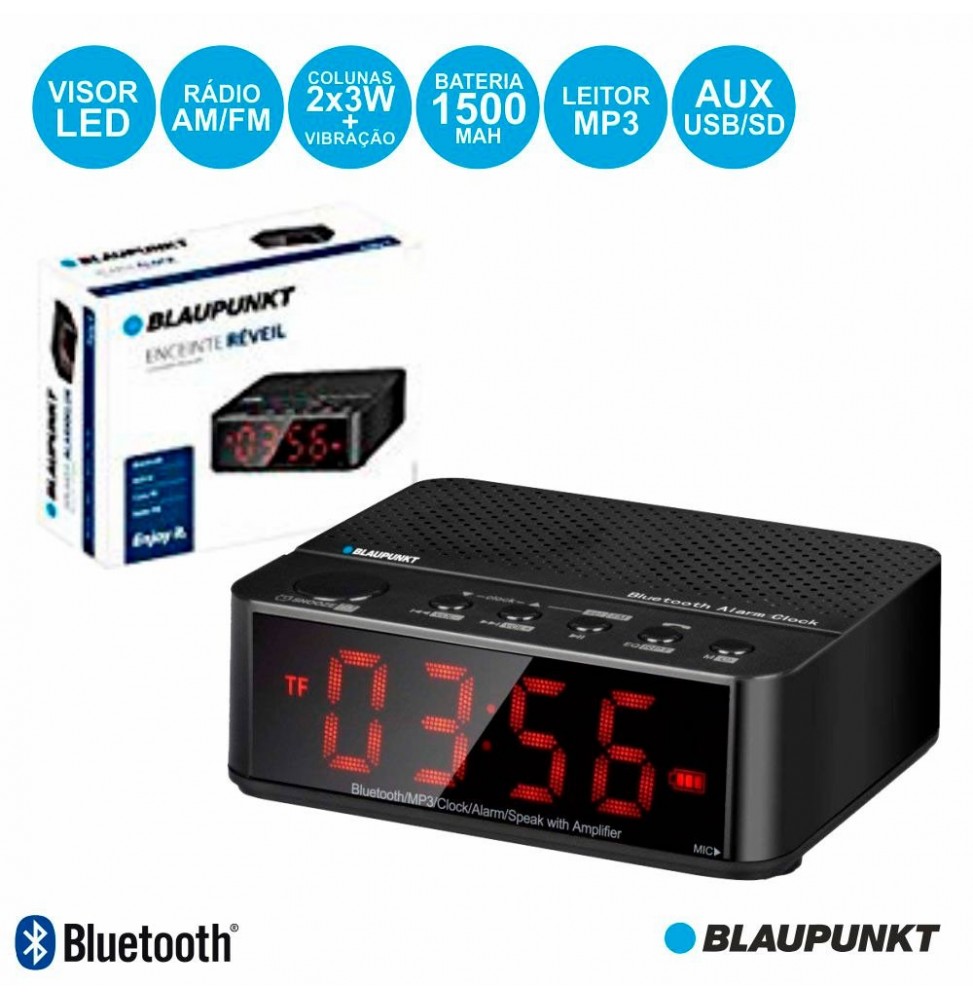 Relógio Despertador Fm Bluetooth Usb 3W Bat  Blaupunkt - Voltagem.pt