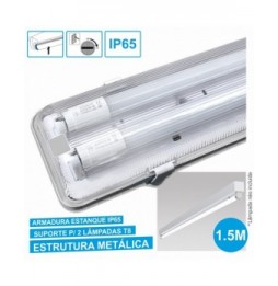 Armadura Estanque 1.5M Para 2 Lâmpadas Led Tubular T8 - Voltagem.pt