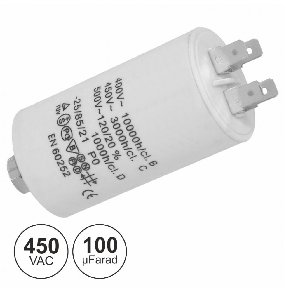 Condensador Arranque 100Uf 450Vmaisterra - Voltagem.pt