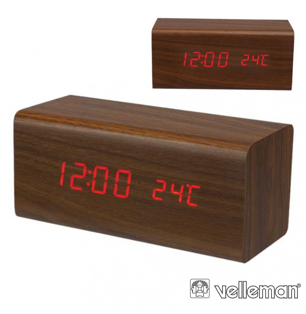 Relógio De Madeira Com Calendário E Temperatura  Velleman - Voltagem.pt