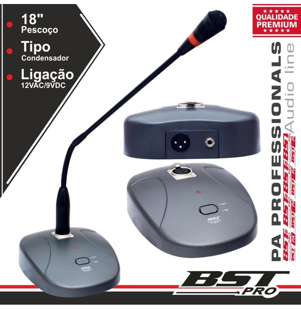 Microfone Condensador Pescoço Cisne 18 Botão  Bstpro - Voltagem.pt
