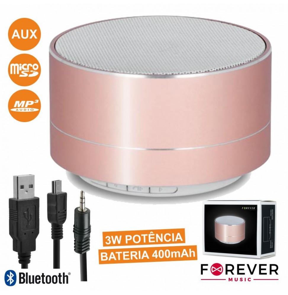 Coluna Bluetooth Portátil 3W Usb/Microsd/Fm/Bat Ruby - Voltagem.pt