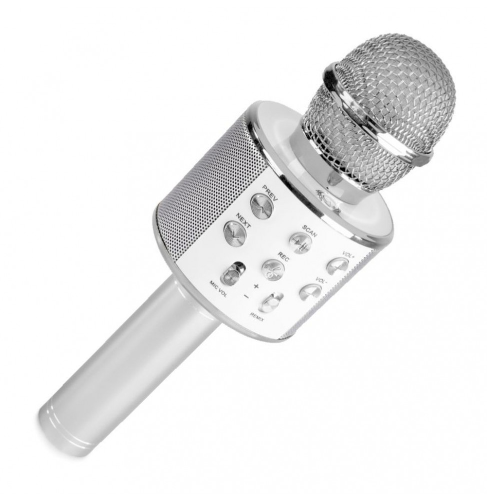 Microfone Sem Fios Com Coluna Bluetooth Cinza - Voltagem.pt