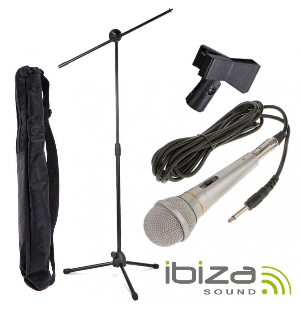 Microfone Dinâmico Com Cabo/Suporte/Bolsa/Grampo  Ibiza - Voltagem.pt
