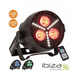 Projetor Luz Com 3 Leds Rgbw E 18 Leds Strobe Dmx  Ibiza - Voltagem.pt