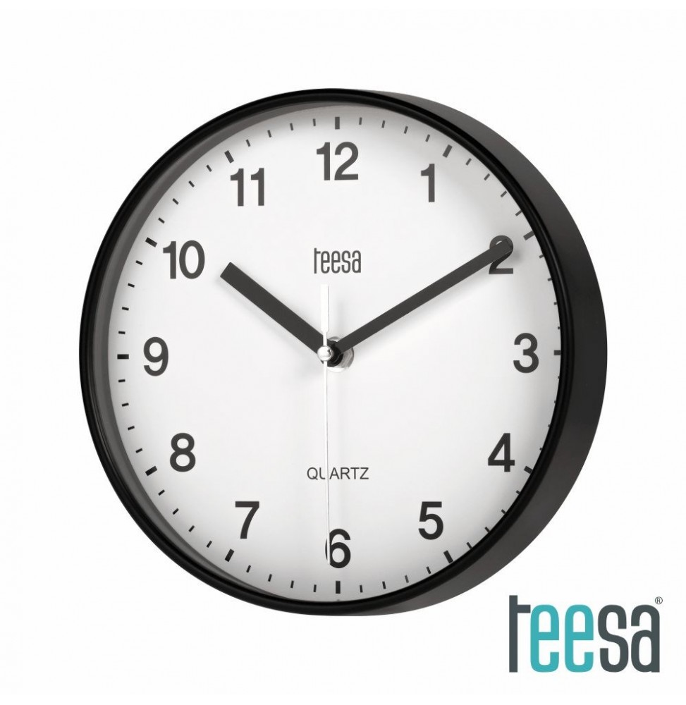 Relógio De Parede Redondo Preto Ø20Cm  Teesa - Voltagem.pt