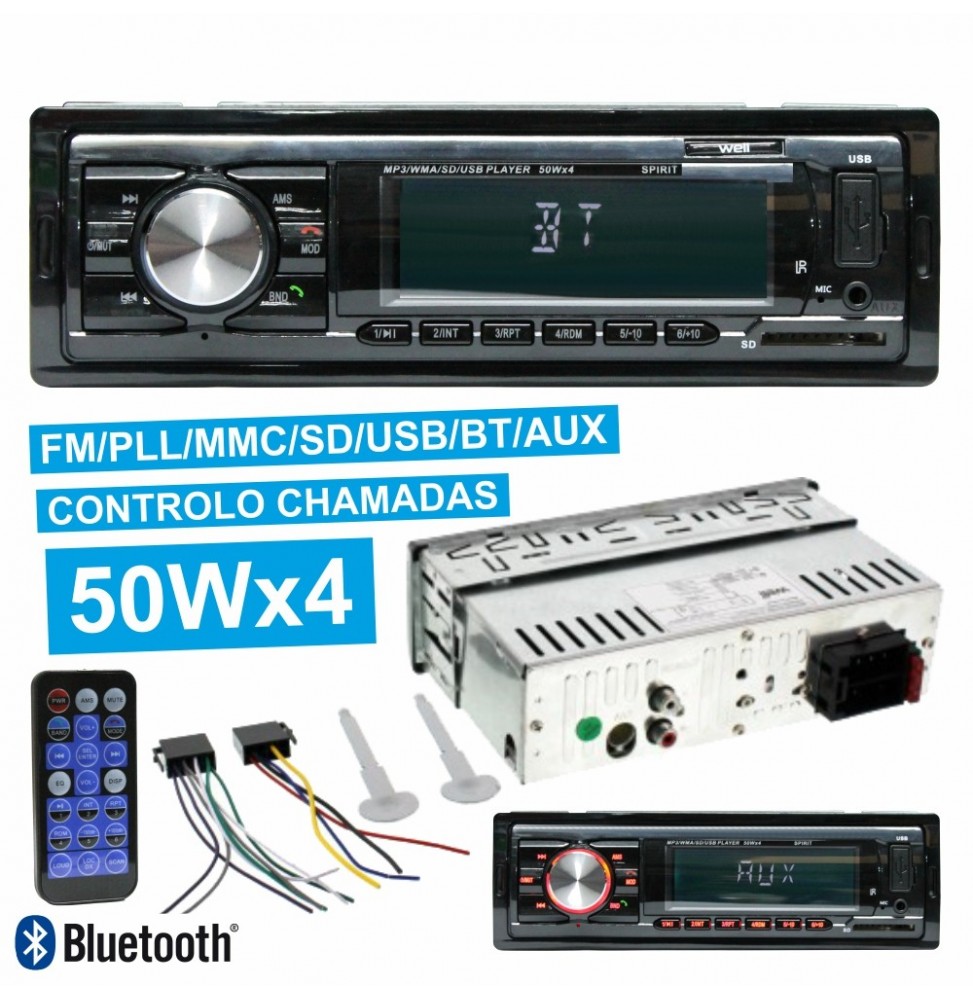 Autorádio Mp3 Wma 50Wx4 Com Fm/Pll/Mmcomsd/Usb Bluetooth - Voltagem.pt