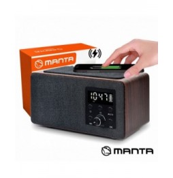 Relógio Despertador Com Carregador Qi Microsd/Fm/Aux/Bt  Manta - Voltagem.pt