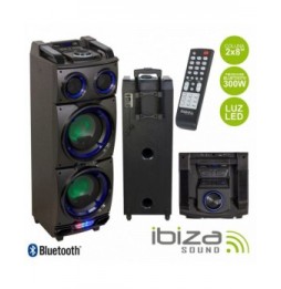 Coluna Amplificada 2X8 300W Usb/Fm/Bt/Sd Preta  Ibiza - Voltagem.pt