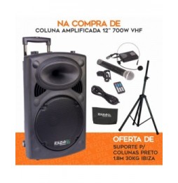 Pack Coluna Amplificada 12 700W Vhf Com Oferta Suporte  Ibiza - Voltagem.pt