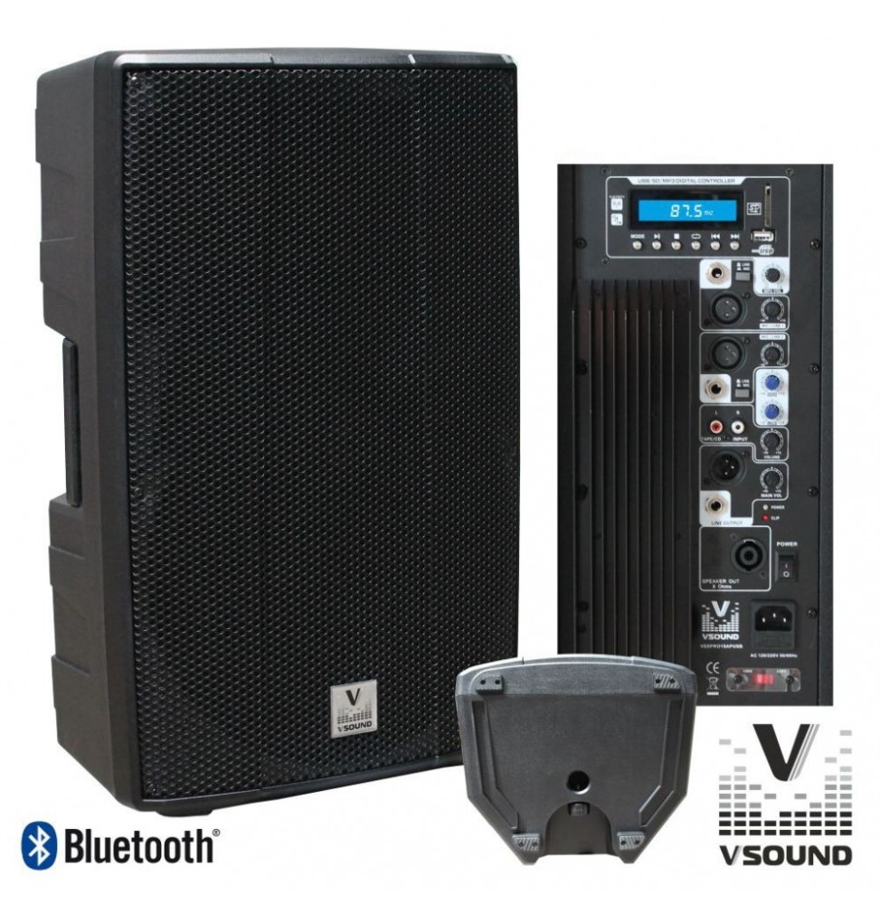 Coluna Amplificada Pro 15 Usb/Sd/Fm/Bluetooth 700W  Vsound - Voltagem.pt