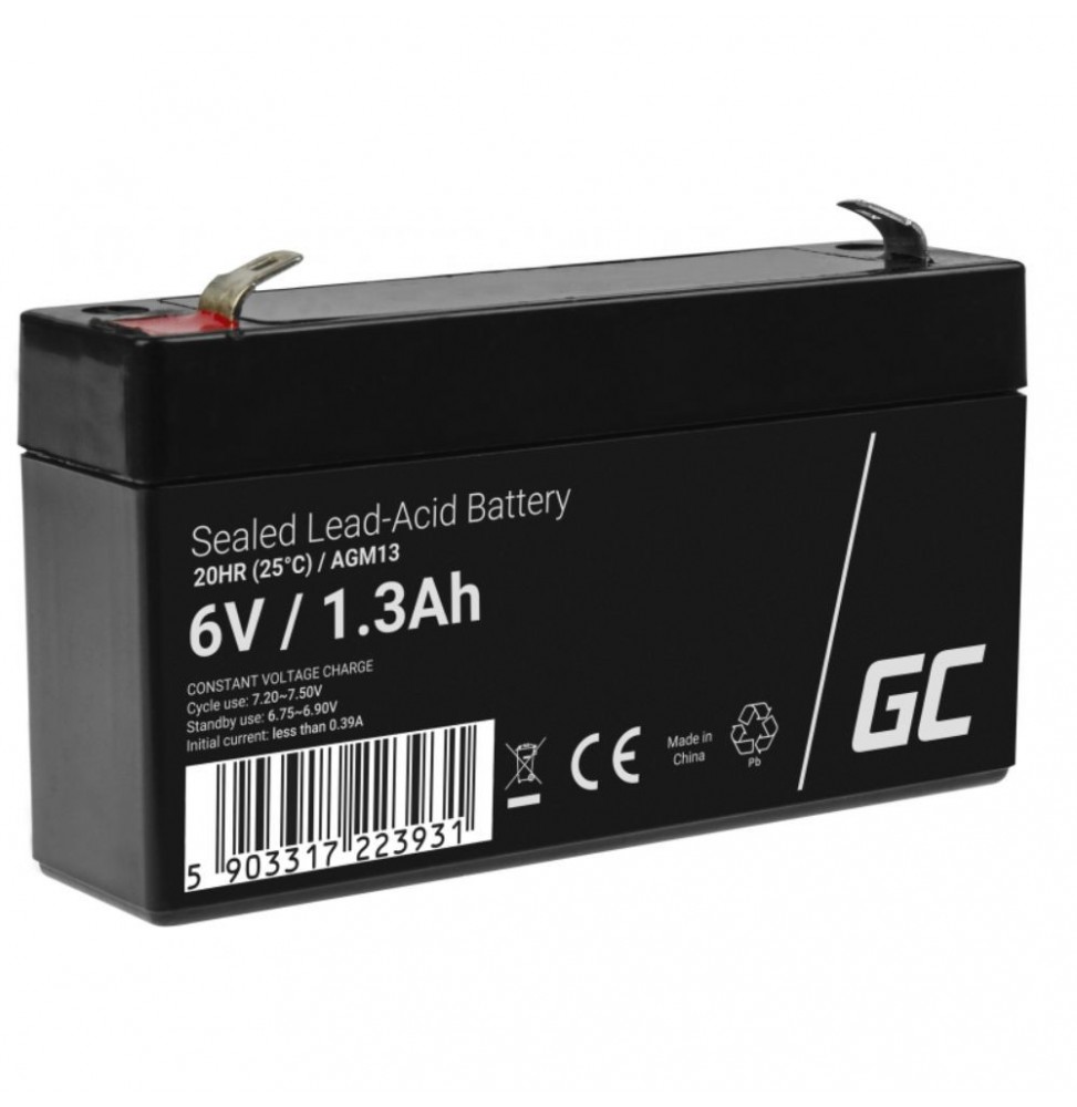 Bateria Chumbo Gel Agm 6V 1.3A  Green Cell - Voltagem.pt