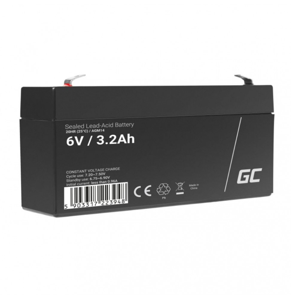Bateria Chumbo Gel Agm 6V 3.3A  Green Cell - Voltagem.pt
