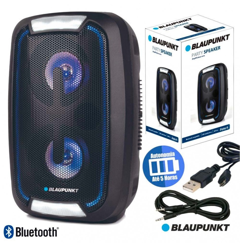 Coluna Bluetooth Portátil 2X5W Bat 1500Ma Leds  Blaupunkt - Voltagem.pt