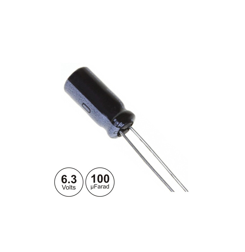 Condensador Electrolitico Mini 100Uf 6.3V 105º - Voltagem.pt