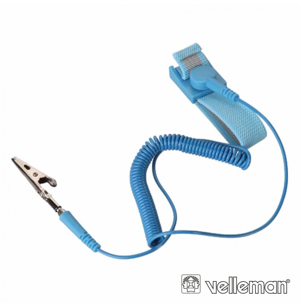 Pulseira Antiestática Azul 20X230Mm  Velleman - Voltagem.pt
