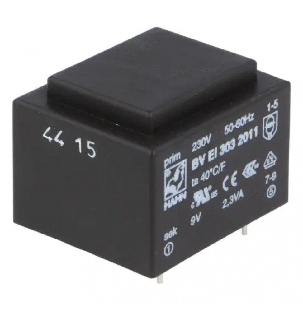 Transformador Encapsulado 2.3Va 1X9V 1X0.255A - Voltagem.pt