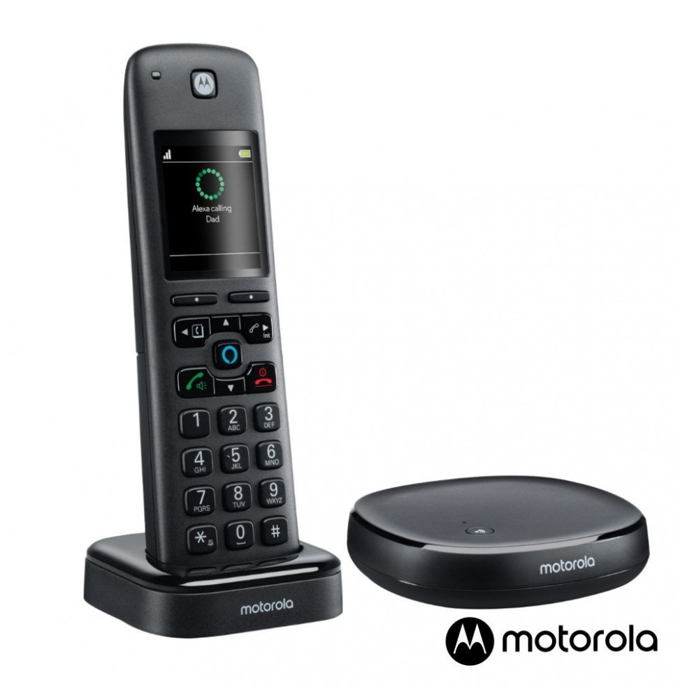 Telefone Sem Fios Axh01 Com Alexa Preto  Motorola - Voltagem.pt