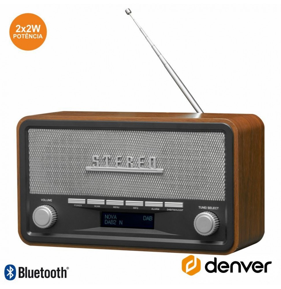 Rádio Am/Fm/Bluetooth/ Mp3/Aux Vintage  Denver - Voltagem.pt