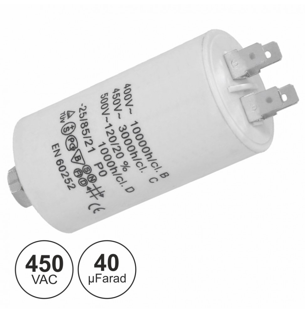 Condensador Arranque 40Uf 450Vmaisterra - Voltagem.pt