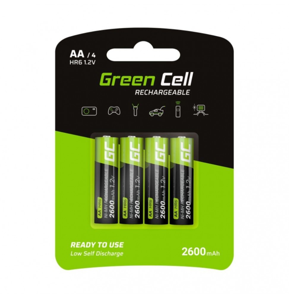 Pilha Recarregável Aa 1.2V 2600Ma 4X Blister  Green Cell - Voltagem.pt