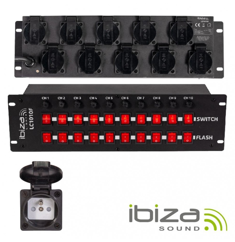 Base Elétrica Com 10 Saídas Interruptores Para Rack 19  Ibiza - Voltagem.pt