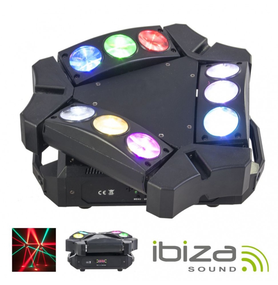 Projetor Luz Com 9 Leds 10W Cree Rgbw 3 Barras Dmx  Ibiza - Voltagem.pt