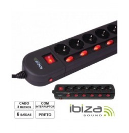 Tomada Elétrica Com 6 Saídas Interruptores Proteção 3M  Ibiza - Voltagem.pt