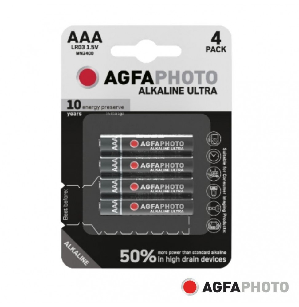 Pilha Alcalina Lr03/Aaa 1.5V 4X Blister Ultra  Agfaphoto - Voltagem.pt