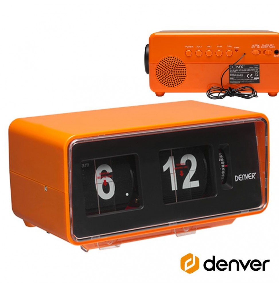 Relógio Despertador Fm Pll Retro Laranja Com Palhetas  Denver - Voltagem.pt