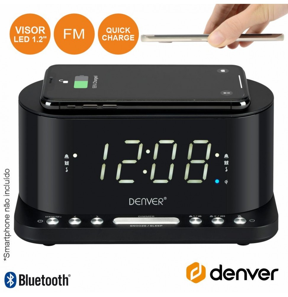 Relógio Despertador Fm Qi/Usb  Denver - Voltagem.pt