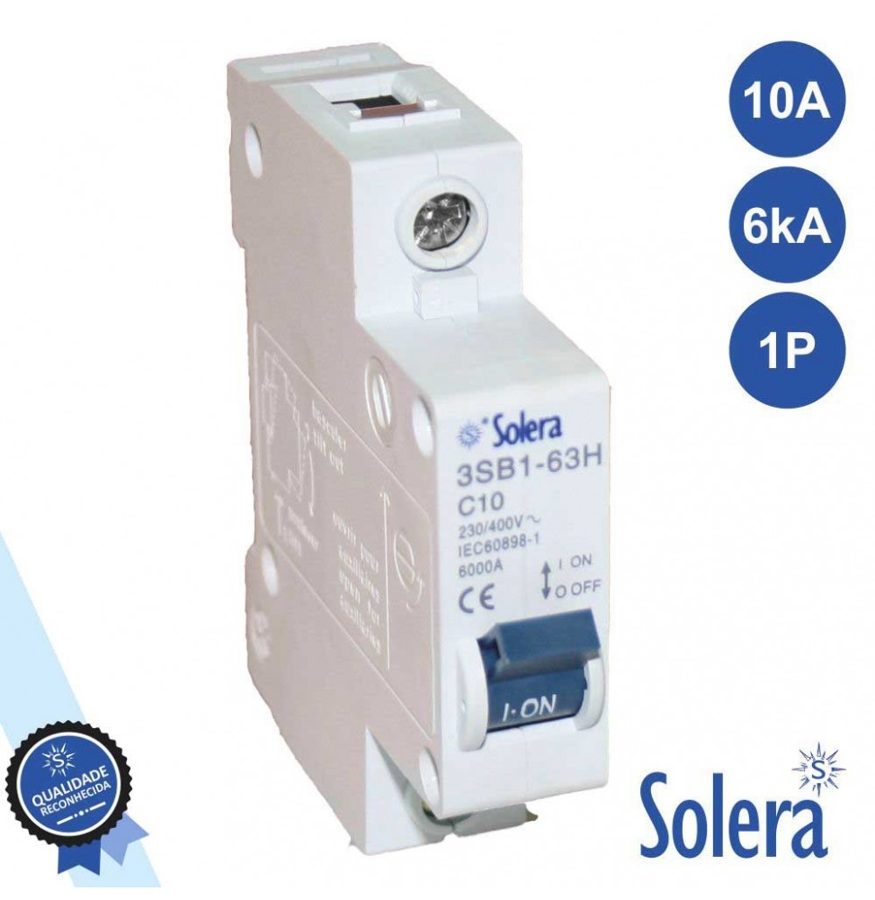 Disjuntor 1P 10A 6Ka 240/415V  Solera - Voltagem.pt